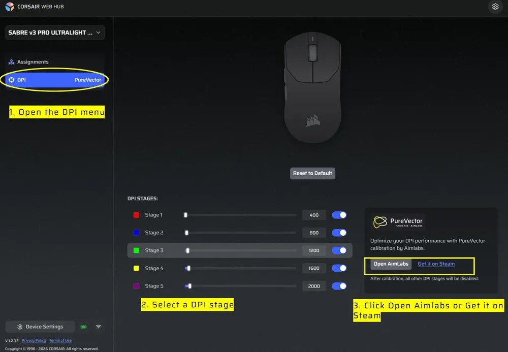 CORSAIR Web HubのPureVectorパネル